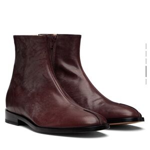 MM6 Maison Martin Margiela Dark Red Leather Boots